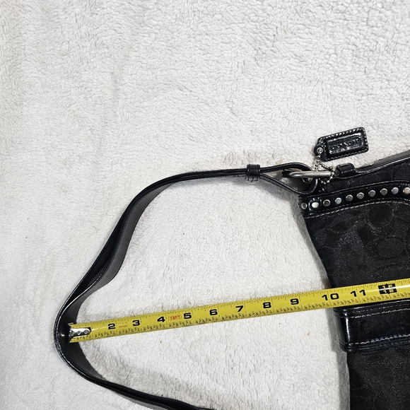 Coach Studded Lurex Black Signature Flap Duffle Crossbody Bag - Picture 14 of 14